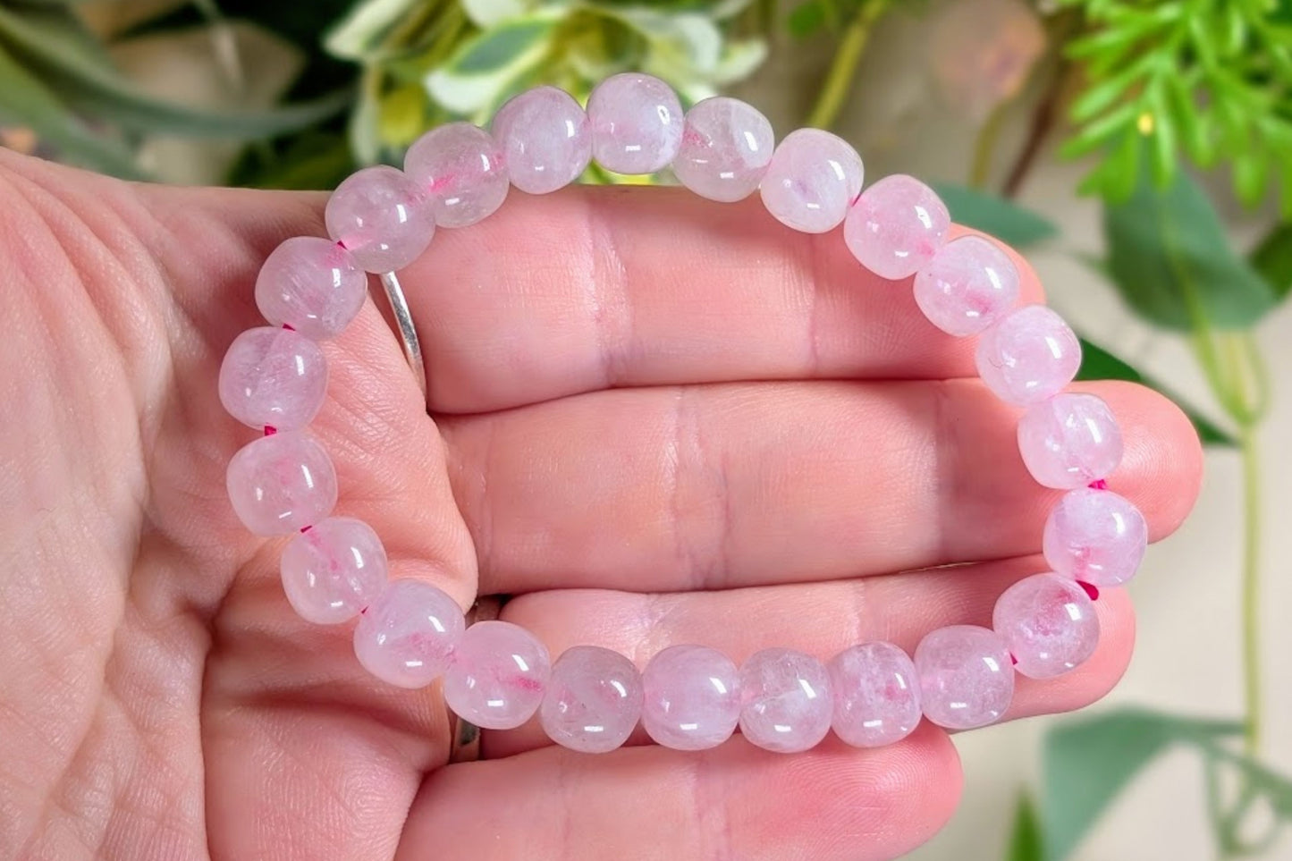 Rose Quartz Barrel Bead Bracelet