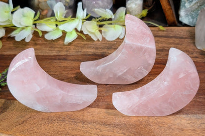 Rose Quartz Cut Base Moon