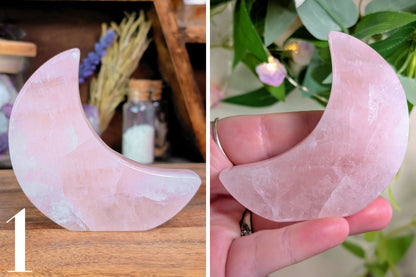 Rose Quartz Cut Base Moon