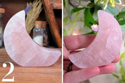 Rose Quartz Cut Base Moon