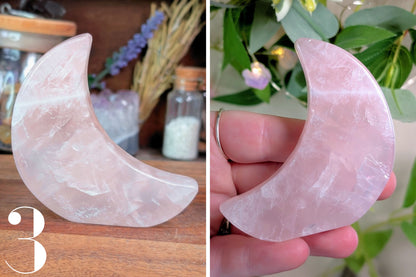 Rose Quartz Cut Base Moon