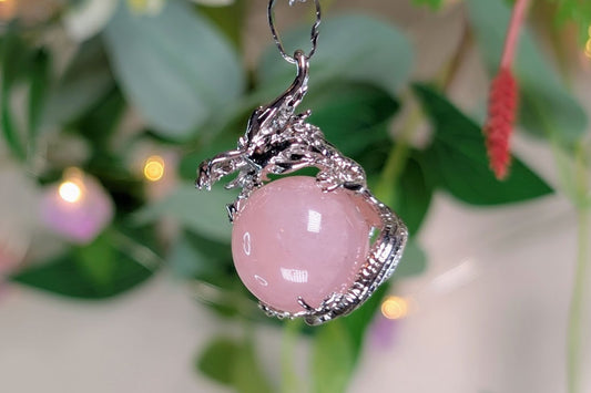 Rose Quartz Dragon Orb Necklace