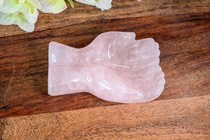 Rose Quartz Open Hands Carving