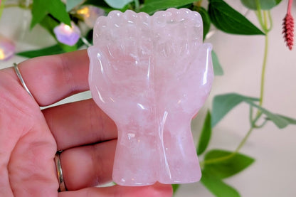 Rose Quartz Open Hands Carving