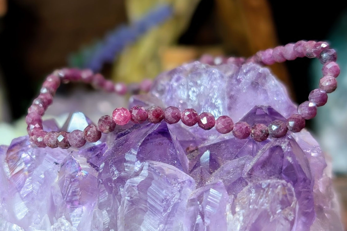 Ruby Faceted Bead Bracelet