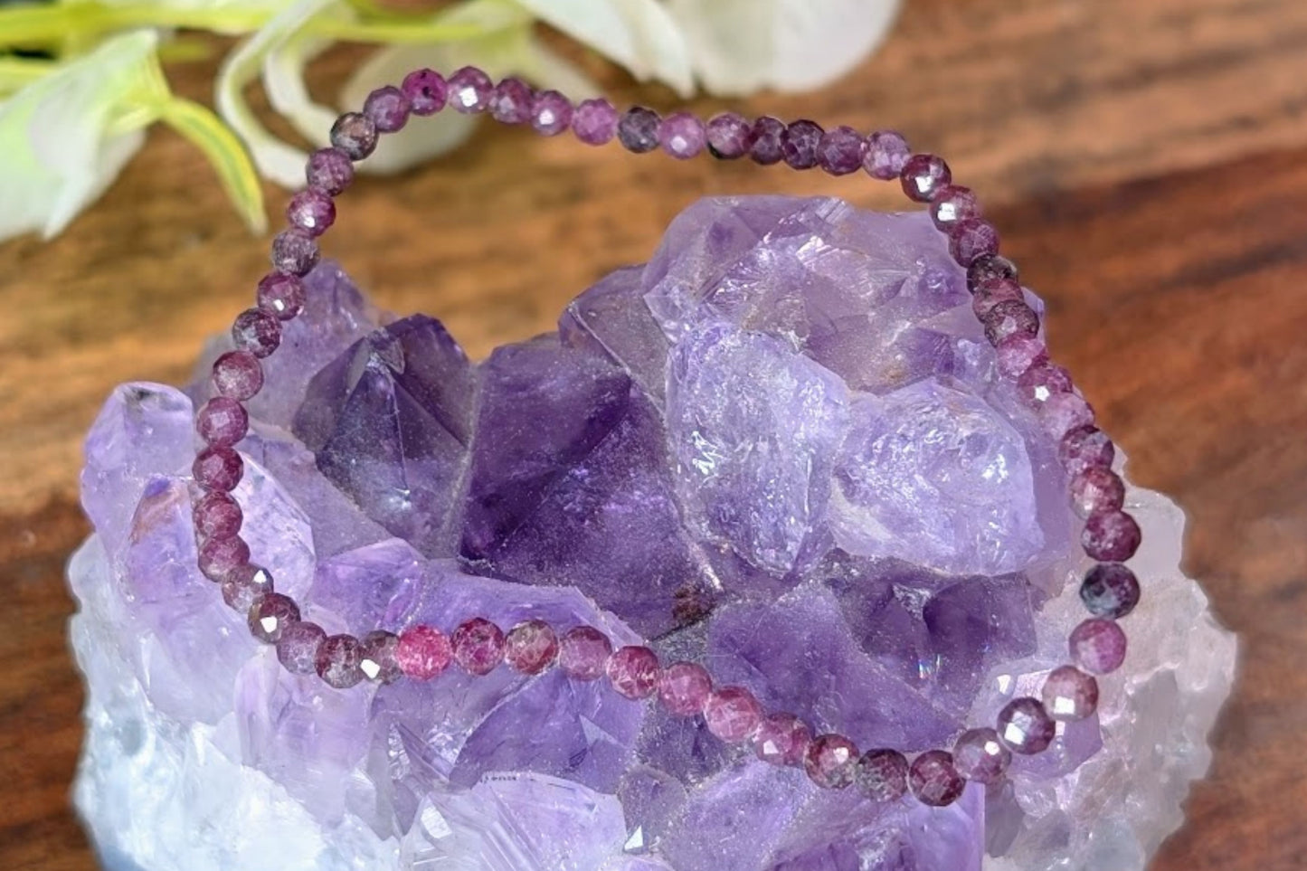 Ruby Faceted Bead Bracelet