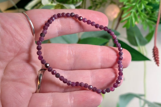 Ruby Faceted Bead Bracelet
