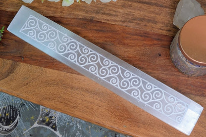 Selenite Incense Holder - Spirals