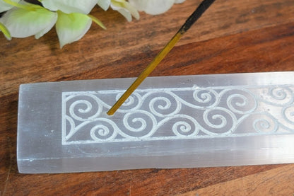Selenite Incense Holder - Spirals