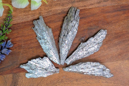 Silver Aura Kyanite Fan