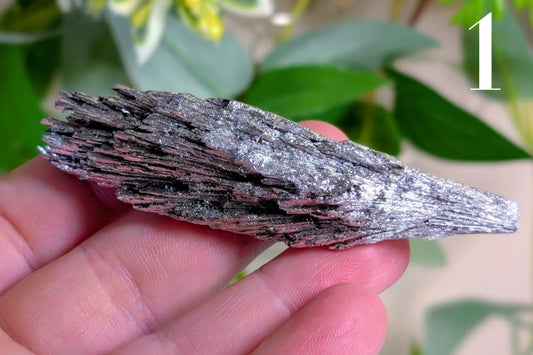 Silver Aura Kyanite Fan