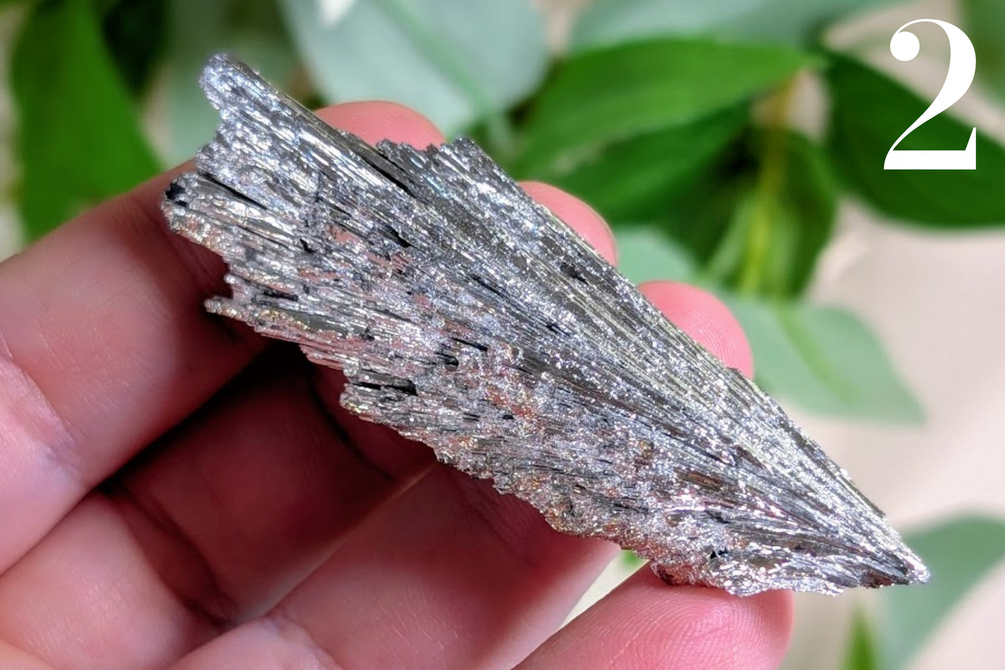 Silver Aura Kyanite Fan