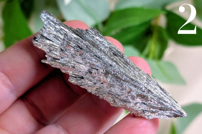 Silver Aura Kyanite Fan