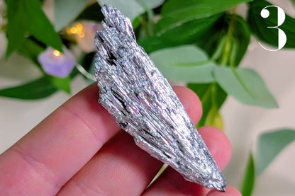 Silver Aura Kyanite Fan