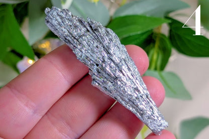 Silver Aura Kyanite Fan