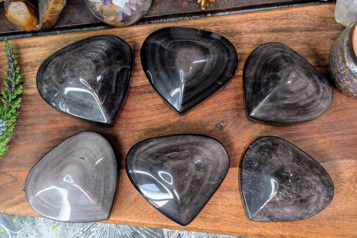 Silver Sheen Obsidian Heart