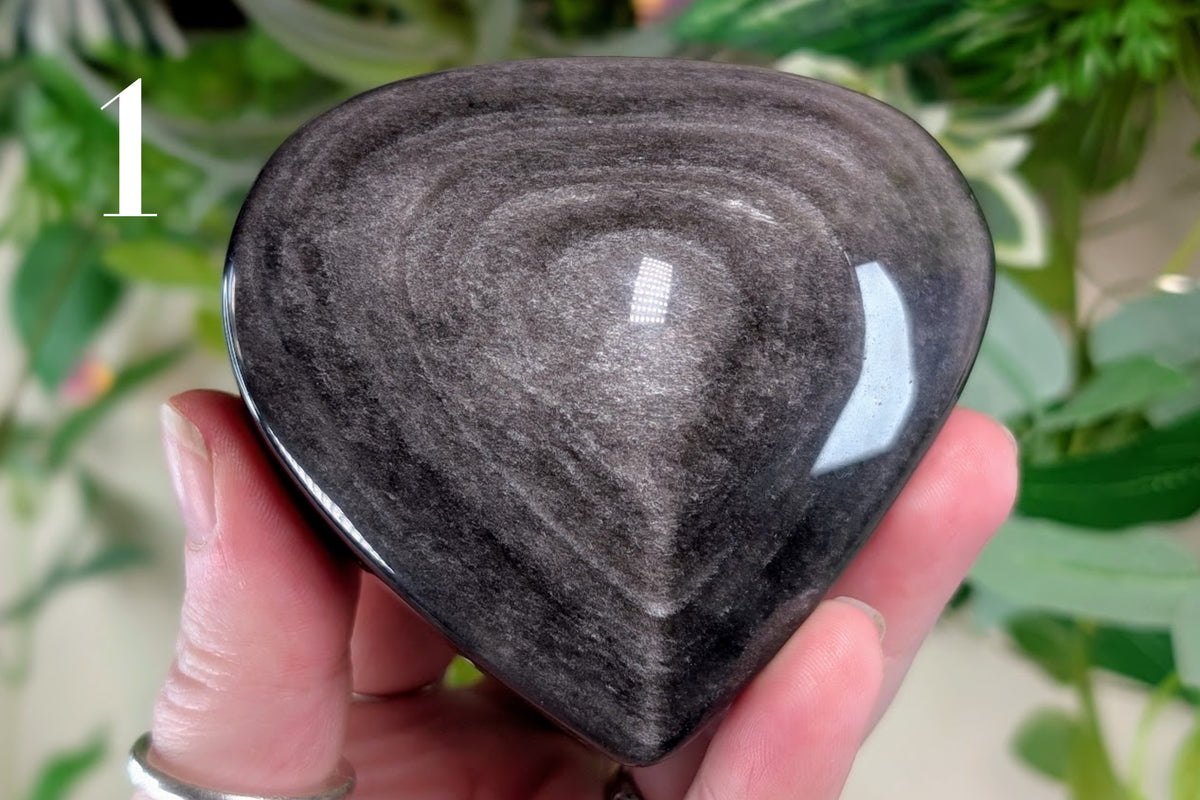 Silver Sheen Obsidian Heart