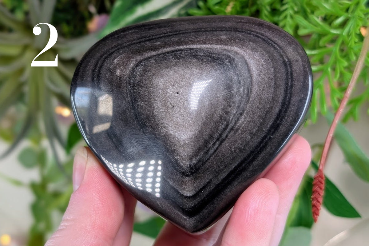 Silver Sheen Obsidian Heart