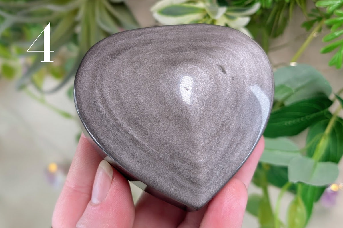 Silver Sheen Obsidian Heart