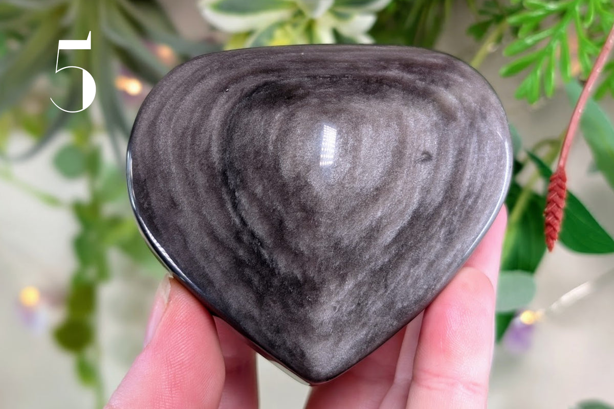Silver Sheen Obsidian Heart
