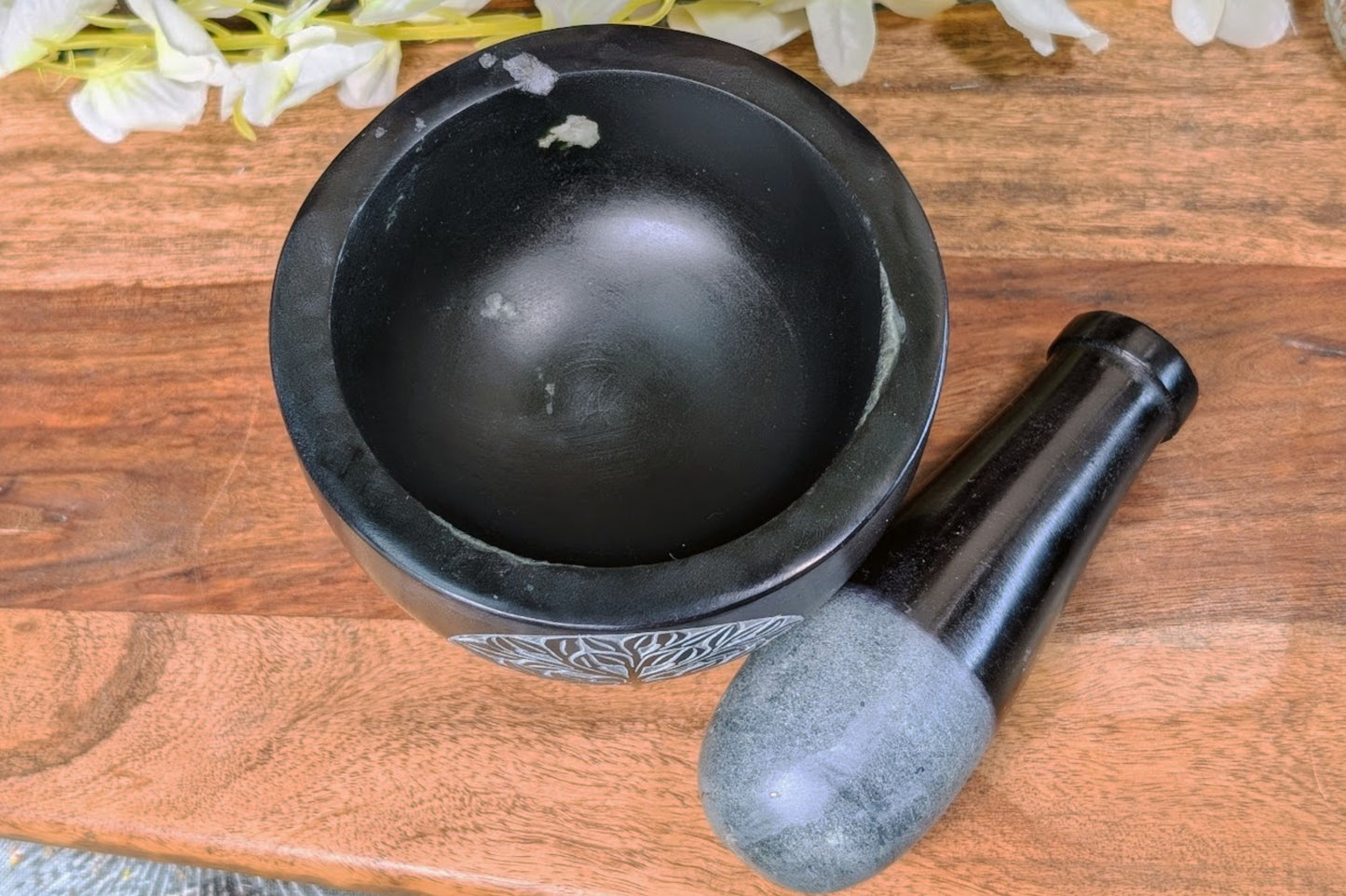 Soapstone Tree of Life Mortar & Pestle
