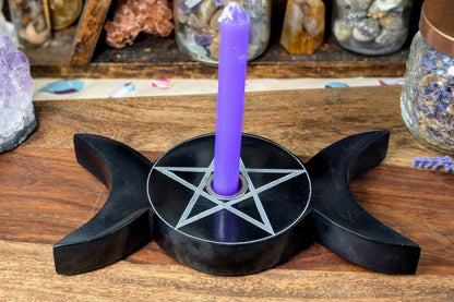 Soapstone Triple Moon Candle Holder