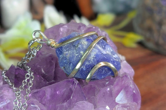 Sodalite Rough Wire Wrap Necklace