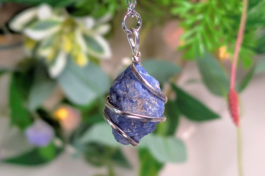 Sodalite Rough Wire Wrap Necklace