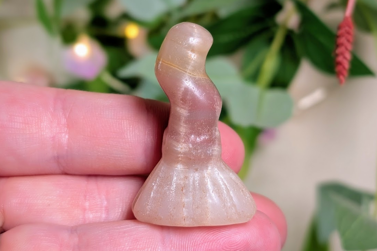 Strawberry Calcite Witch Broom Figurine