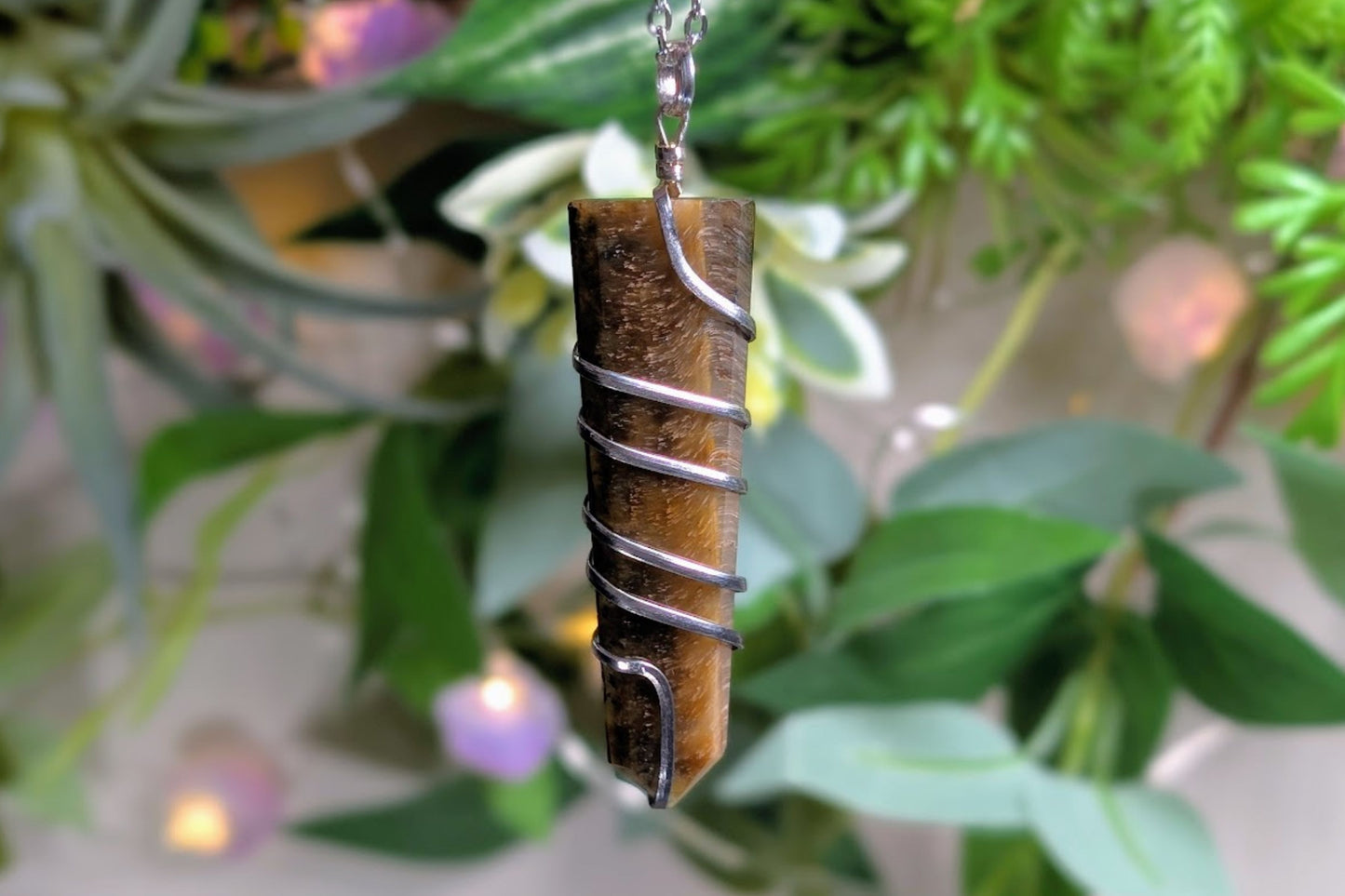 Tiger Eye Flat Point Necklace