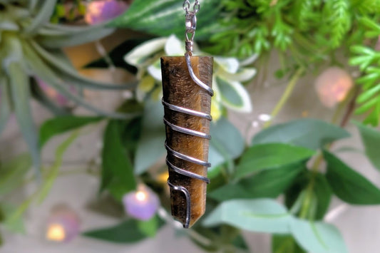 Tiger Eye Flat Point Necklace