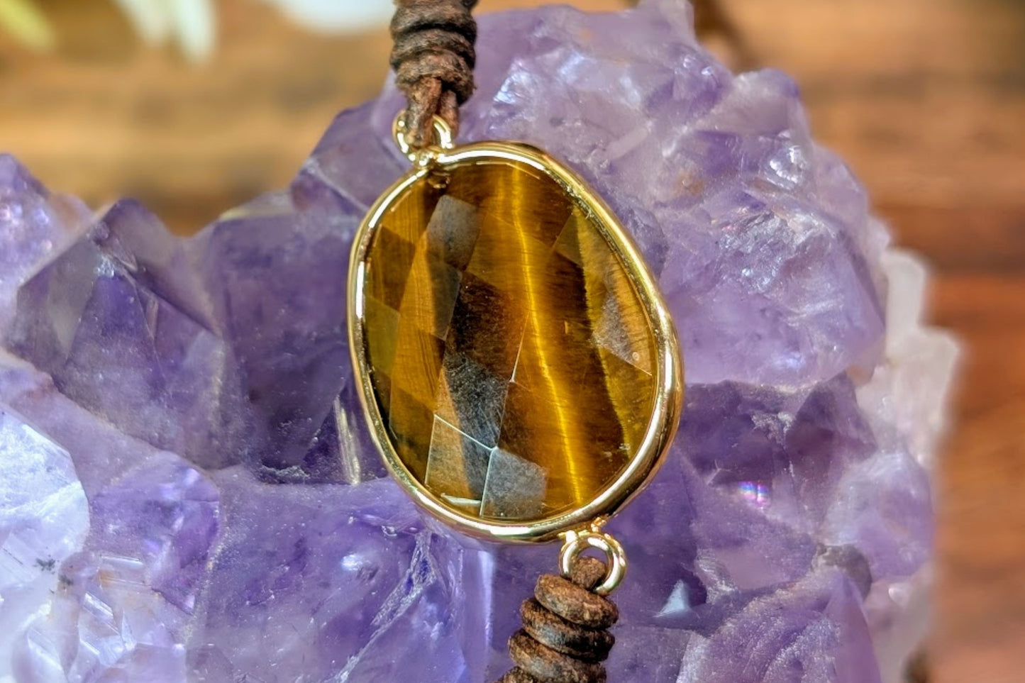 Tiger Eye & Jasper Leather Wrap Bracelet
