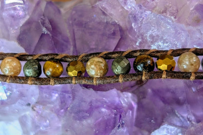 Tiger Eye & Jasper Leather Wrap Bracelet