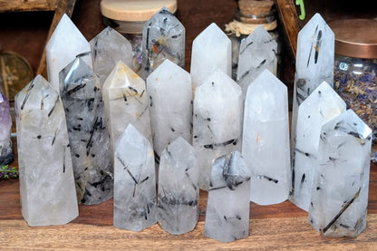 Tourmalinated Quartz Point 3"