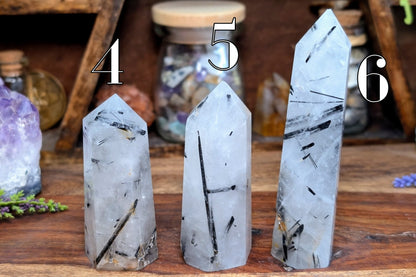 Tourmalinated Quartz Point 3"