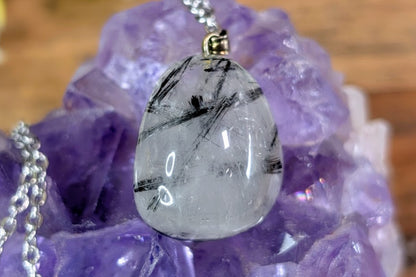 Tourmalinated Quartz Tumbled Necklace