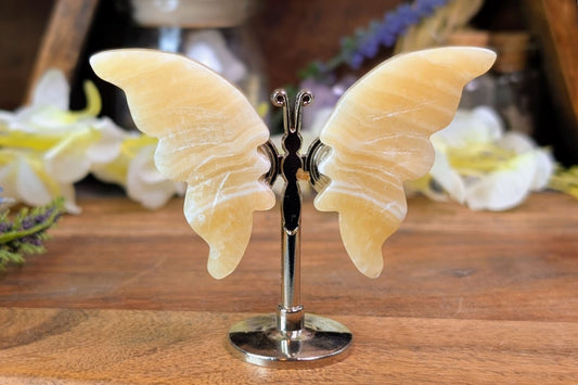 Yellow Calcite Butterfly on Stand
