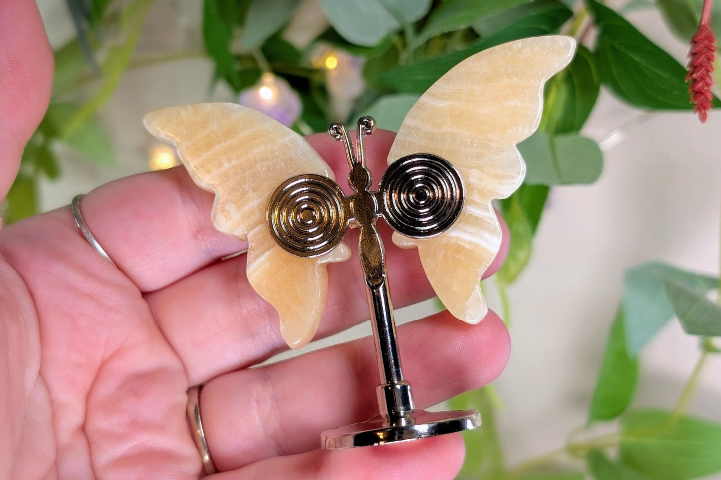 Yellow Calcite Butterfly on Stand