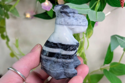 Zebra Calcite Schnauzer Figurine