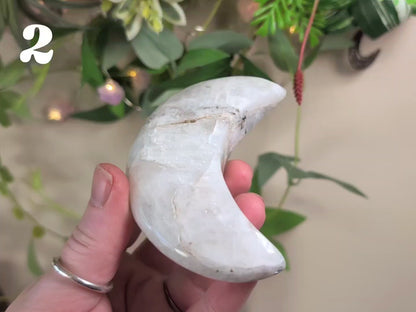 Rainbow Moonstone Crescent Moon
