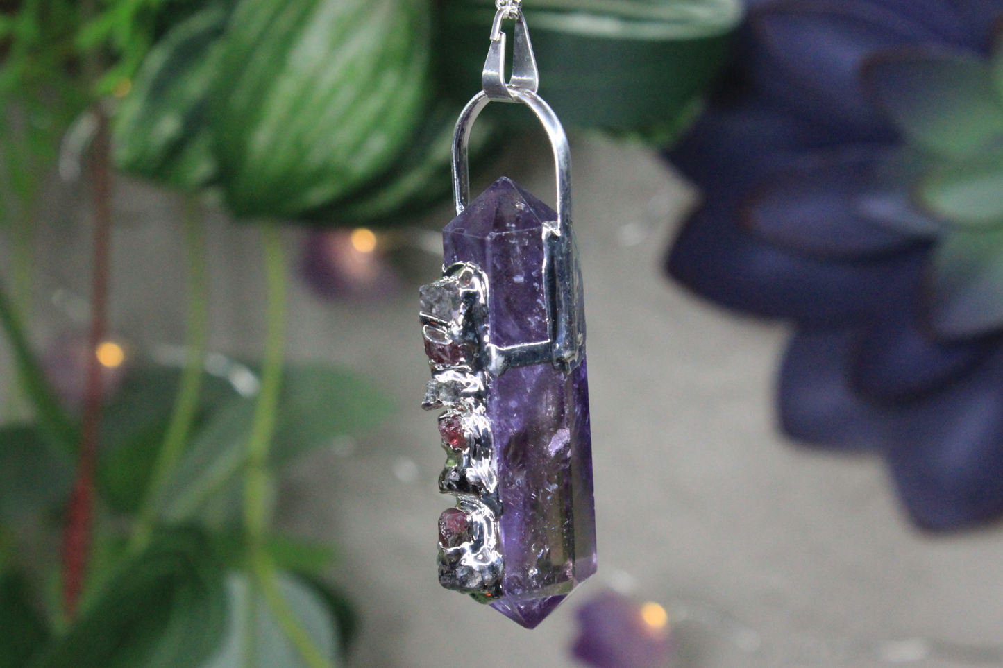Amethyst Point with Tourmaline Necklace