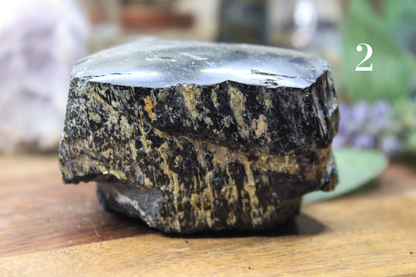 Black Tourmaline Polished Top Log
