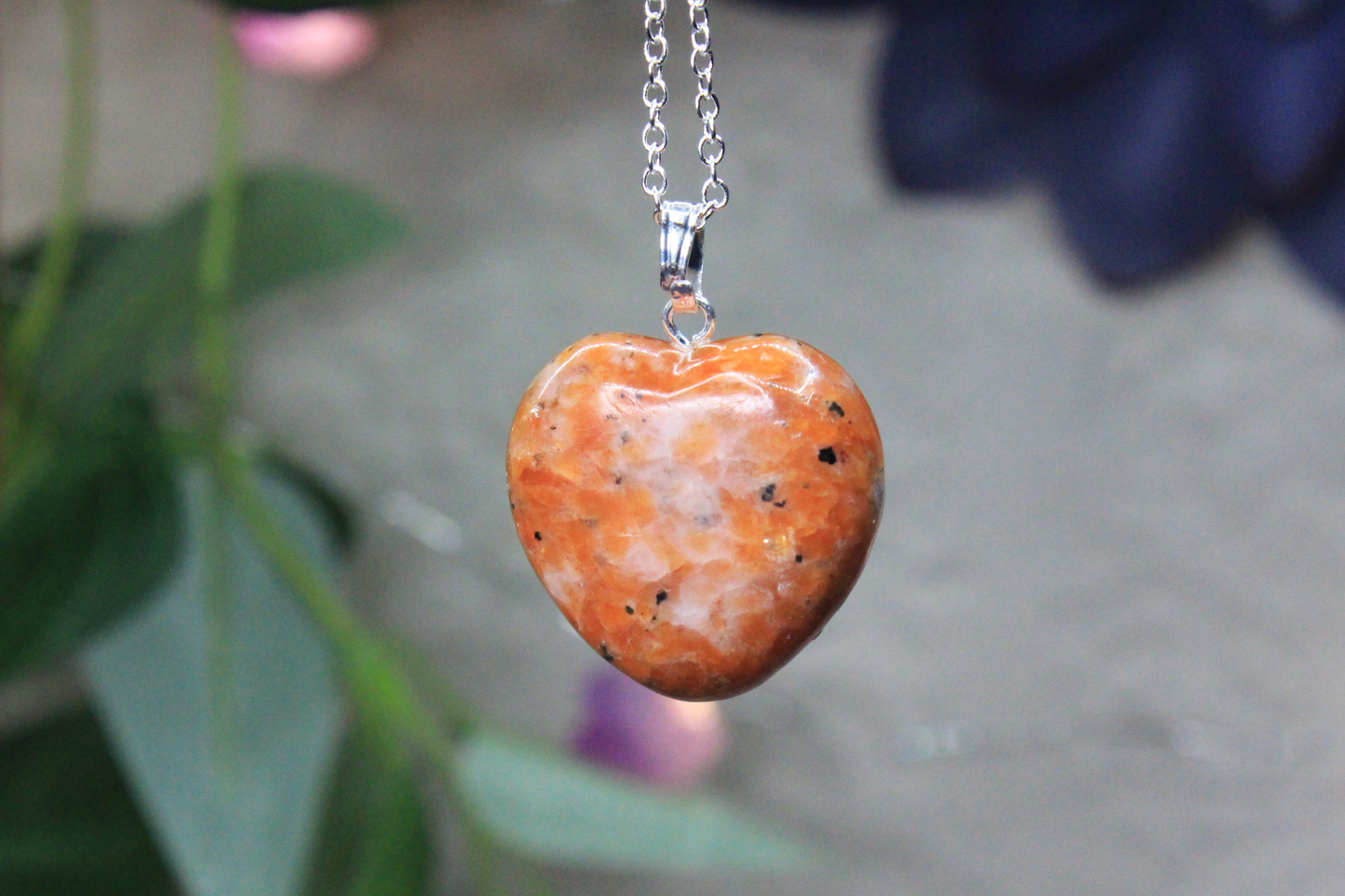 Orchid Calcite Heart Necklace