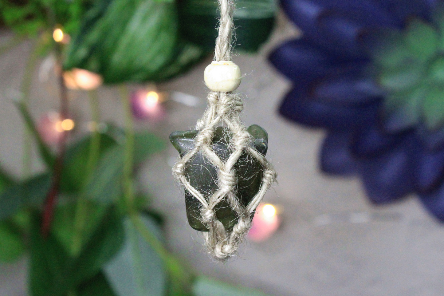 Sea Glass Macrame Necklace