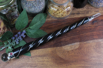 Wood Twist Wand with Quartz Ends