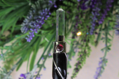 Wood Twist Wand with Quartz Ends
